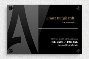 Praxisschild mit Logo - de-logo-anwalt-003-1 - 300 x 200 mm - custom - screws-spacer - de-logo-anwalt-003-1