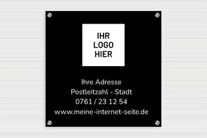 Praxisschild mit Logo - de-logo-text-003-3 - 400 x 400 mm - custom - screws-spacer-large - de-logo-text-003-3