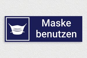 Gebotsschilder - Schild 'Maskenpflicht' - 300 x 100 mm - PVC - bleu-marine-blanc - glue - de-maske-benutzen-schild-004-3