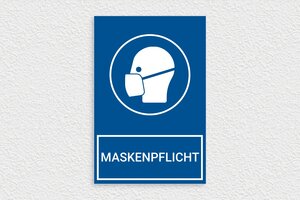 Gebotsschilder - Schild 'Maskenpflicht' - 200 x 300 mm - PVC - bleu-blanc - glue - de-maske-pflicht-schild-001-3