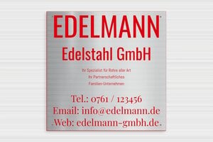 Edelstahlschilder - de-material-schild-edelstahl-003-3 - 300 x 300 mm - acier-rouge - holes-only - de-material-schild-edelstahl-003-3