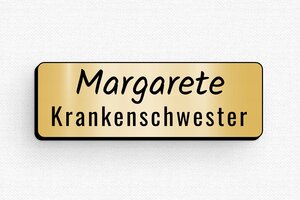 Namensschilder gesundheitswesen - de-namen-schild-002-2 - 60 x 20 mm - or-brosse-noir - badge - de-namen-schild-002-2