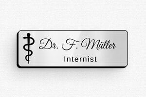 Namensschilder gesundheitswesen - de-namen-schild-007-3 - 60 x 20 mm - gris-brillant-noir - badge - de-namen-schild-007-3