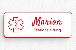 Schild pro branche - de-namne-schild-026-3 - 80 x 30 mm - blanc-rouge - badge - de-namne-schild-026-3