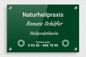 Praxisschild heilpraktiker - de-natur-heilkunde-002-4 - 300 x 200 mm - custom - screws-spacer - de-natur-heilkunde-002-4