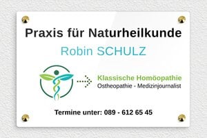 Praxisschild heilpraktiker - de-natur-heilpraxis-002-1 - 300 x 200 mm - custom - screws-caps - de-natur-heilpraxis-002-1