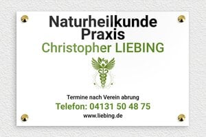 Praxisschild heilpraktiker - de-natur-heilpraxis-005-1 - 300 x 200 mm - custom - screws-caps - de-natur-heilpraxis-005-1