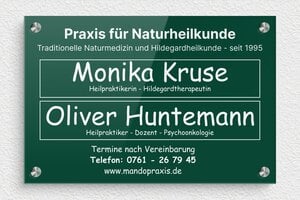 Praxisschild heilpraktiker - de-natur-heilpraxis-005-4 - 300 x 200 mm - vert-blanc - screws-spacer - de-natur-heilpraxis-005-4