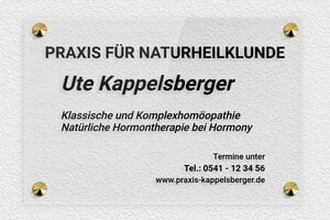 Praxisschild heilpraktiker - de-natur-heilpraxis-006-1 - 300 x 200 mm - transparent - screws-caps - de-natur-heilpraxis-006-1