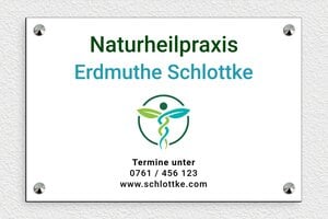 Praxisschild heilpraktiker - de-natur-heilpraxis-006-4 - 300 x 200 mm - custom - screws-caps - de-natur-heilpraxis-006-4