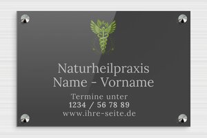 Praxisschild heilpraktiker - de-natur-heilpraxis-007-4 - 300 x 200 mm - custom - screws-caps - de-natur-heilpraxis-007-4