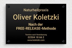 Praxisschild heilpraktiker - de-natur-heilpraxis-010-1 - 300 x 200 mm - noir-or - screws-spacer - de-natur-heilpraxis-010-1