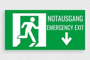 Schild Öffnungszeiten - Notausgangsschild - 200 x 100 mm - PVC - vert-blanc - glue - de-not-ausgang-schild-007-1