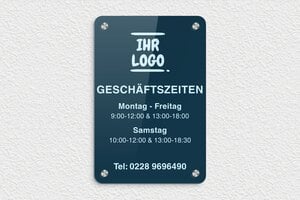 Schild Öffnungszeiten - de-offnung-zeit-schild-geschafft-003-3 - 200 x 300 mm - custom - screws-caps - de-offnung-zeit-schild-geschafft-003-3