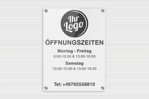 Schild Öffnungszeiten - de-offnung-zeit-schild-geschafft-003-4 - 300 x 400 mm - custom - screws-spacer-large - de-offnung-zeit-schild-geschafft-003-4