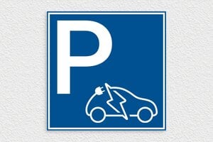 Parkplatzschilder - Parkplatzschild mit Ladestation - 300 x 300 mm - PVC - bleu-blanc - glue - de-parking-001-3