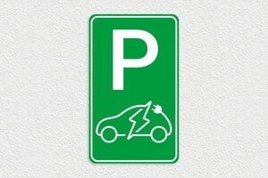 Parkplatzschilder - Schild 'Parkplatz für Elektroautos' - 300 x 500 mm - PVC - vert-blanc - glue - de-parking-002-1