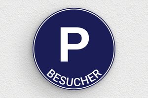 Parkplatzschilder - Rundes Schild für Besucherparkplatz - 300 x 300 mm - PVC - bleu-marine-blanc - none - de-parking-002-3