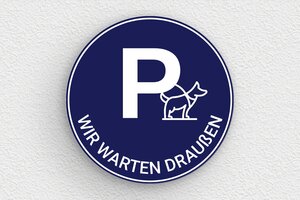 Kunststoffschilder - Rundes Besucherparkplatzschild - 300 x 300 mm - PVC - bleu-marine-blanc - none - de-parking-005-1