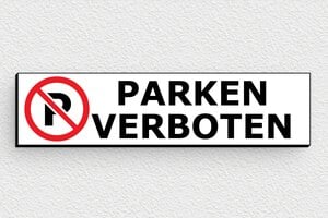 privat parkplatz schild - de-parking-verboten-005-3 - 100 x 25 mm - custom - glue - de-parking-verboten-005-3