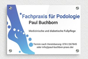 Firmenschilder - de-podologie-schild-1 - 300 x 200 mm - custom - screws-spacer - de-podologie-schild-1