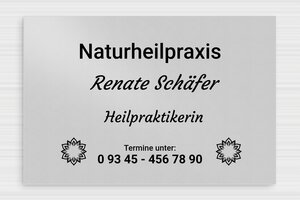 Praxisschild aus Aluminium - de-praxis-schild-alu-001-3 - 300 x 200 mm - anodise - glue - de-praxis-schild-alu-001-3