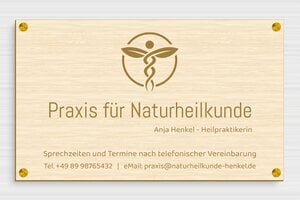 Praxisschilder mit Logo - Holz - 500 x 300 mm - erable - screws-spacer - de-praxis-schild-holz-002-3