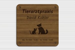 Praxisschilder aus Holz - Holz - 250 x 250 mm - noyer - screws-caps - de-praxis-schild-holz-003-3