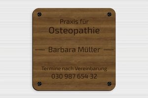 Praxisschilder aus Holz - Holz - 250 x 250 mm - noyer - screws-caps - de-praxis-schild-holz-007-3