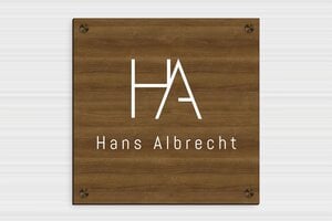 Praxisschilder aus Holz - Holz - 250 x 250 mm - noyer - screws-caps - de-praxis-schild-holz-009-3