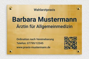 Praxisschild aus Messing - de-praxis-schild-messing-002-3 - 300 x 200 mm - poli-bleu - screws-caps - de-praxis-schild-messing-002-3