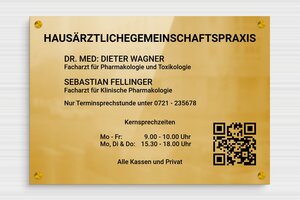 Metallschilder - de-praxis-schild-messing-002-4 - 400 x 280 mm - poli-noir - screws-spacer - de-praxis-schild-messing-002-4