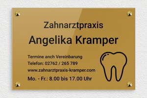 Praxisschild aus Plexiglas - de-praxis-schild-plexi-001-1 - 300 x 200 mm - or-fonce-noir - screws-caps - de-praxis-schild-plexi-001-1