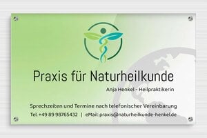 Praxisschilder mit Logo - Plexiglas - 500 x 300 mm - custom - screws-spacer - de-praxis-schild-plexi-011-3