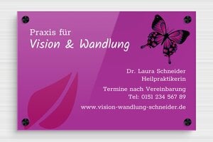 Praxisschilder - Plexiglas - 300 x 200 mm - custom - screws-spacer - de-praxis-schild-plexi-012-3