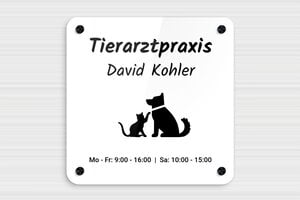 Praxisschilder aus Plexiglas - Plexiglas - 250 x 250 mm - blanc-noir - screws-caps - de-praxis-schild-plexi-014-3