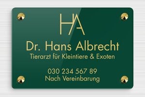 Praxisschilder aus Plexiglas - Plexiglas - 210 x 140 mm - vert-or - screws-caps - de-praxis-schild-plexi-021-3