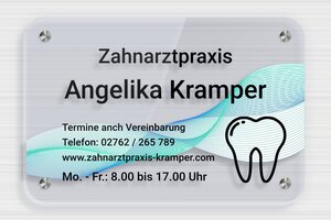 Praxisschild aus Transparentes Plexiglas - de-praxis-schild-plexi-trans-001-3 - 300 x 200 mm - bleu - screws-spacer - de-praxis-schild-plexi-trans-001-3