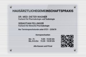 Praxisschild aus Transparentes Plexiglas - de-praxis-schild-plexi-trans-002-4 - 400 x 280 mm - bleu - screws-caps - de-praxis-schild-plexi-trans-002-4