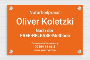 Praxisschild aus Preiswertes PVC - de-praxis-schild-pvc-002-4 - 300 x 200 mm - orange-blanc - suction-cup - de-praxis-schild-pvc-002-4