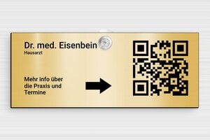 Kunststoffschilder - de-praxis-schild-pvc-002-5 - 200 x 80 mm - or-brosse-noir - suction-cup - de-praxis-schild-pvc-002-5