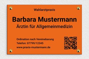 Praxisschild aus Preiswertes PVC - de-praxis-schild-pvc-003-3 - 300 x 200 mm - orange-noir - screws-caps - de-praxis-schild-pvc-003-3