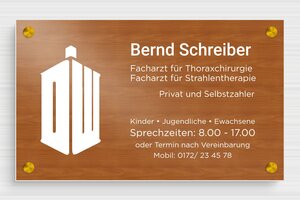 Schild nach Material - de-praxis-schild-pvc-004-2 - 300 x 180 mm - poirier-blanc - screws-spacer - de-praxis-schild-pvc-004-2