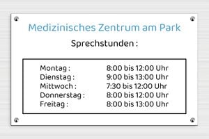 Praxisschilder - PVC - 500 x 300 mm - custom - screws-caps - de-praxis-schild-pvc-007-3