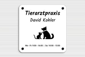 Praxisschilder aus PVC - PVC - 250 x 250 mm - blanc-noir - screws-caps - de-praxis-schild-pvc-011-3