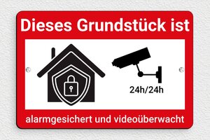 Schild Privatgrundstück - Schild 'Privatgrundstück, Videoüberwachung' - 210 x 140 mm - PVC - custom - screws - de-privat-schild-002-1