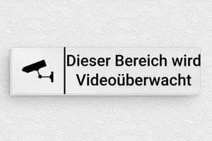 Schild Privatgrundstück - Schild 'Betreten verboten, Videoüberwachung' - 100 x 25 mm - Aluminium - brosse - glue - de-privat-schild-004-1