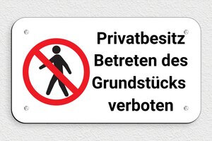 Schild Privatgrundstück - Schild 'Privatbesitz, Betreten verboten' - 250 x 140 mm - PVC - custom - screws - de-privat-schild-020-1