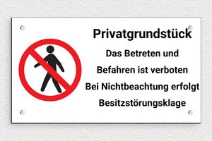 Schild Privatgrundstück - Schild 'Privatbesitz, Betreten verboten' - 250 x 140 mm - PVC - custom - screws - de-privat-schild-020-2