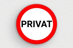 Schild Privatgrundstück - Rundes Schild 'Privatbesitz' - 150 x 150 mm - PVC - custom - glue - de-privat-schild-025-2